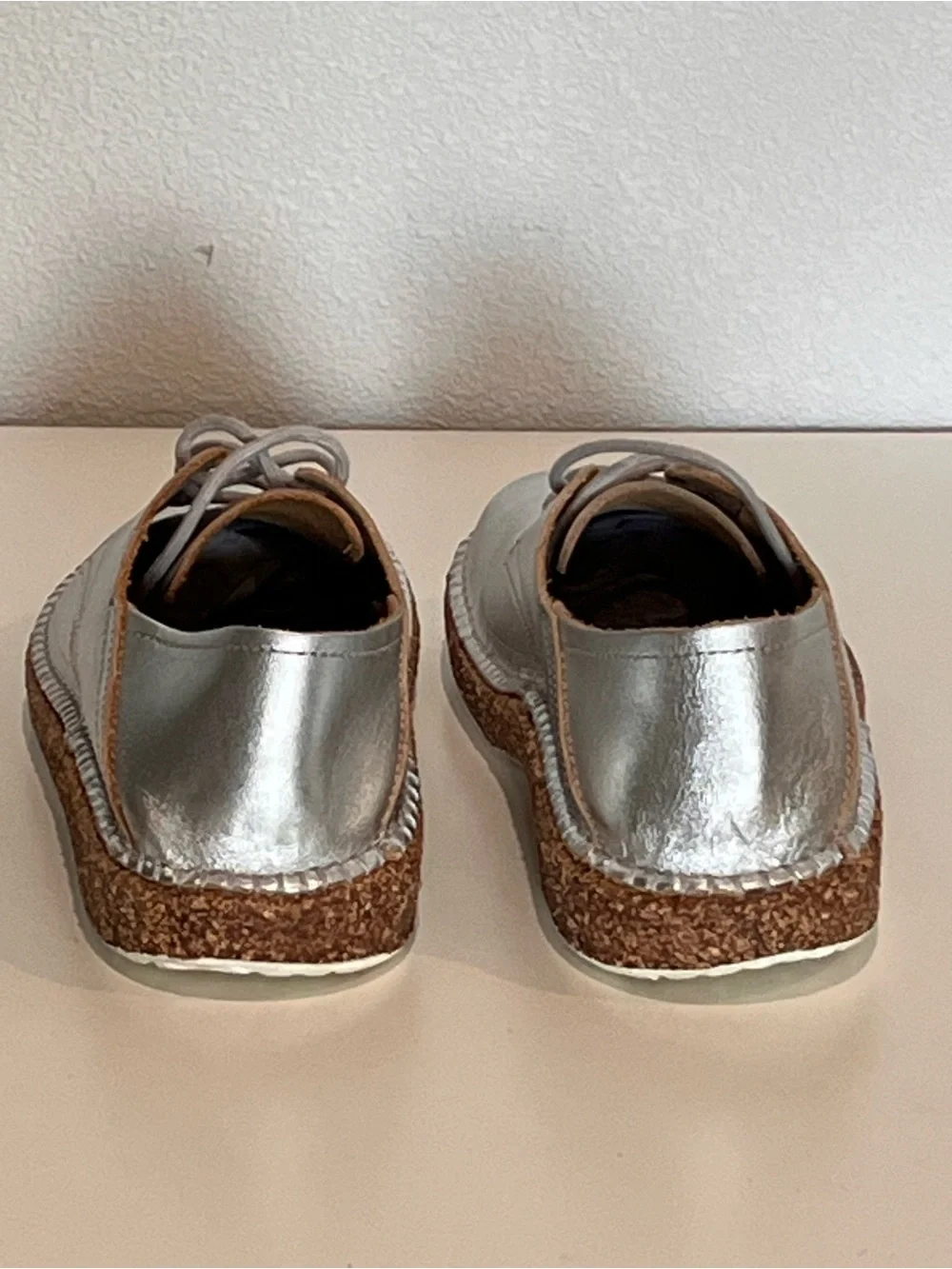 Birkenstock Gary Silver Metallic Leather Oxford NWOB 38 7.5 Regular Fit